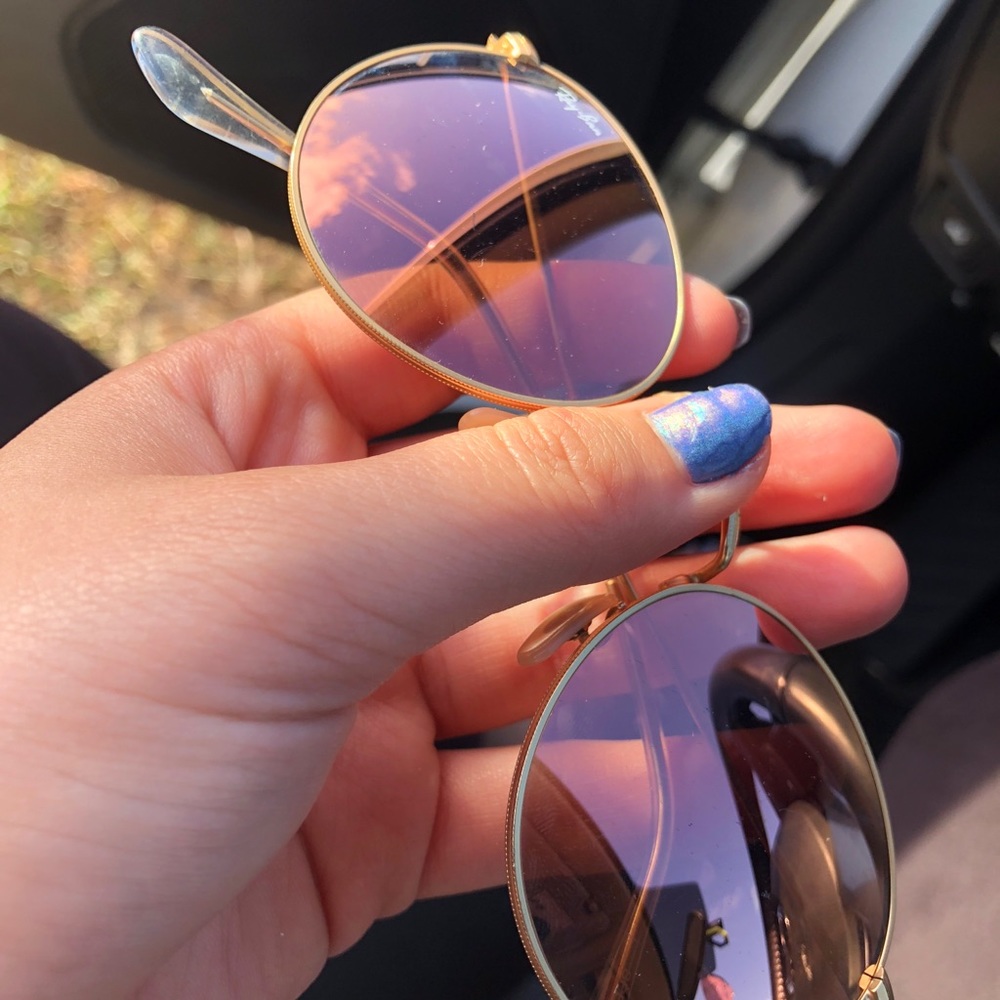 Ray Ban round mirror lens pink rose gold